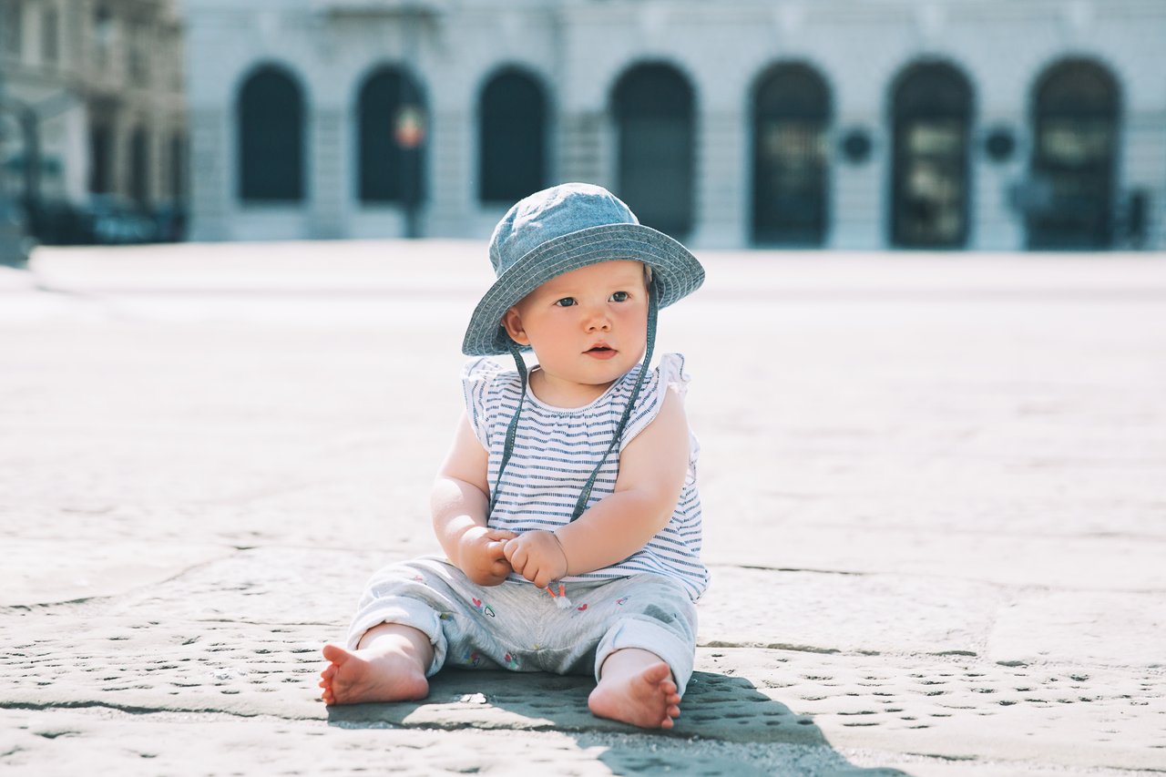 Professional outdoor baby photoshoot in Rome
