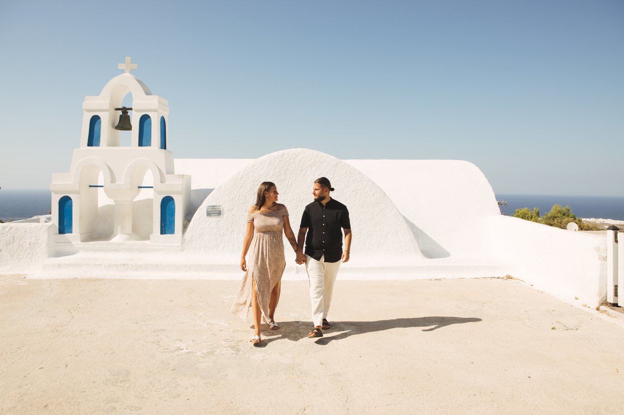 Professional photoshoot at Oia Village