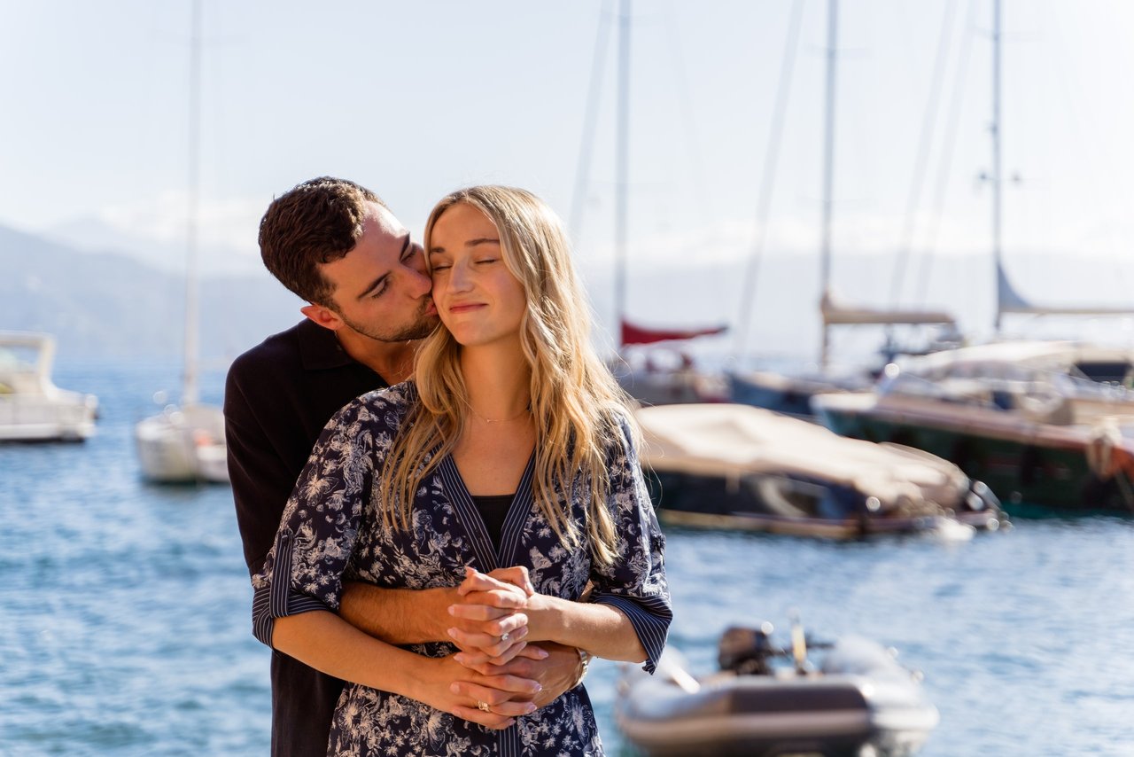 Romantic photoshoot at Portofino harbor breakwater — photo 1