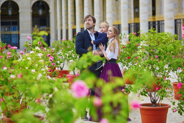 Professional photoshoot at Jardins du Palais Royal and Colonne de Buren