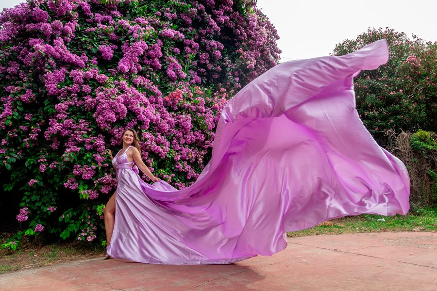 Professional photoshoot with a flying dress photo 3