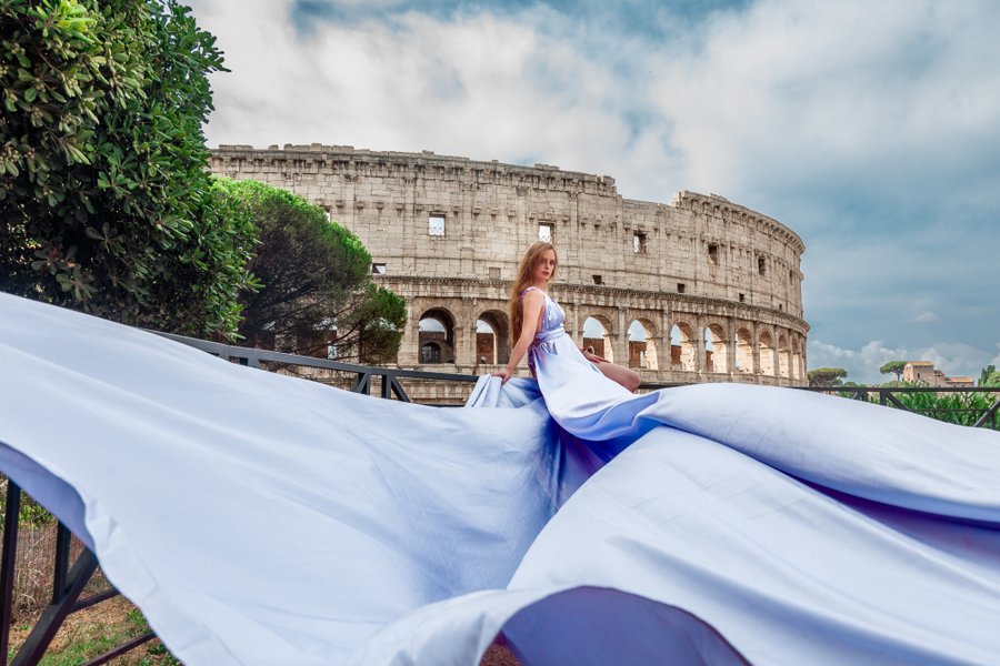 Professional photoshoot with a flying dress photo 6